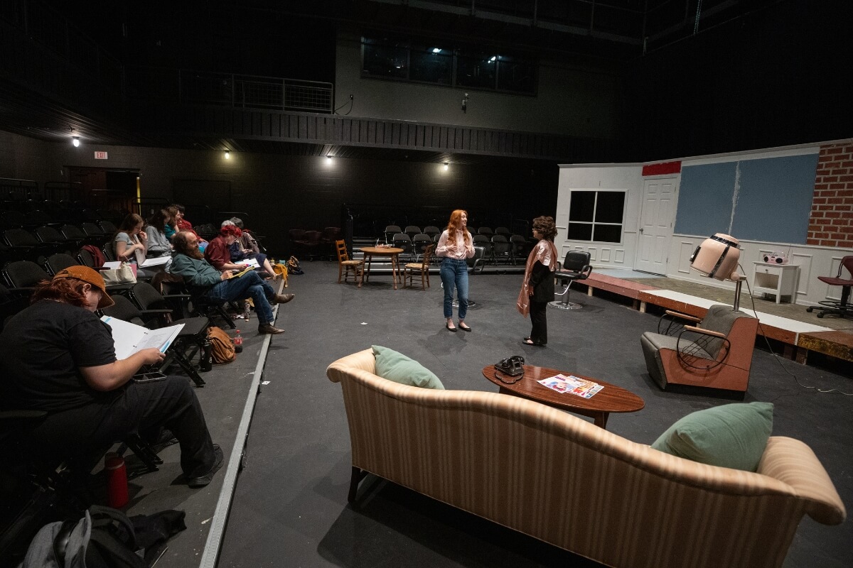 Photo of rehearsal for "Steel Magnolias"