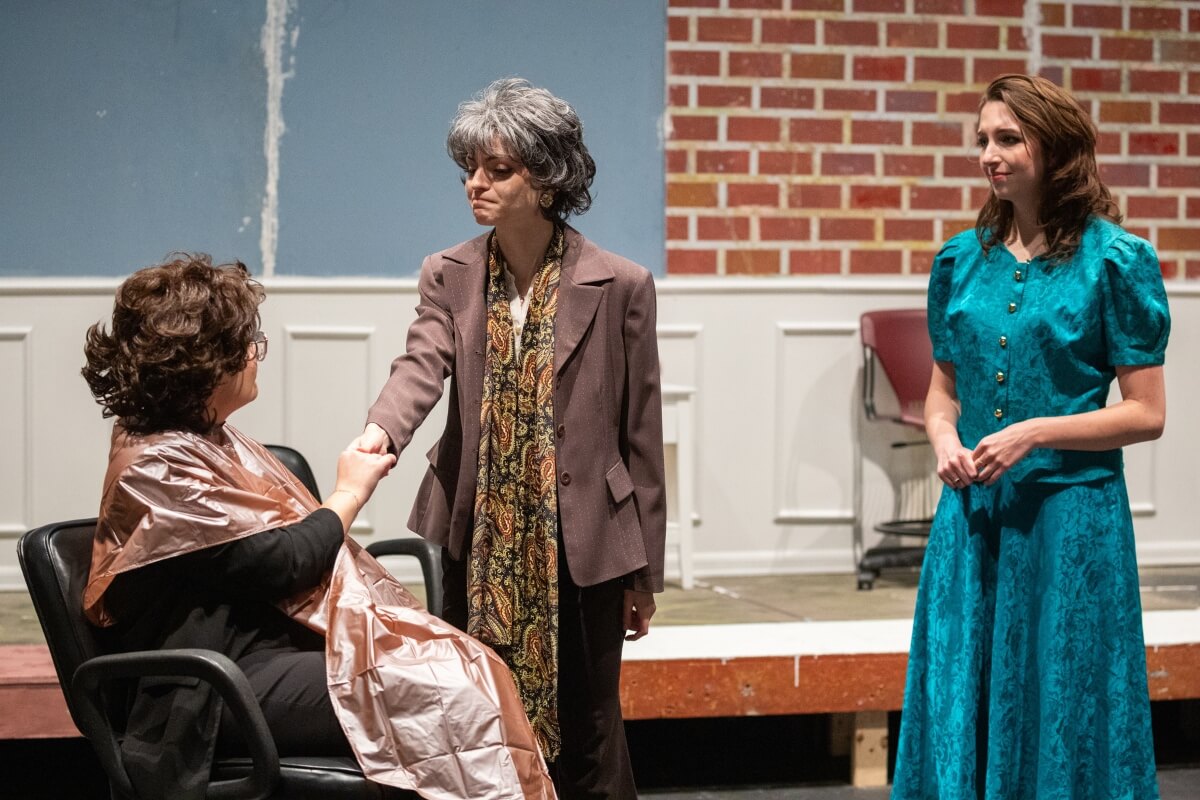 Photo of three actors in the Maryville College Theatre production of "Steel Magnolias"