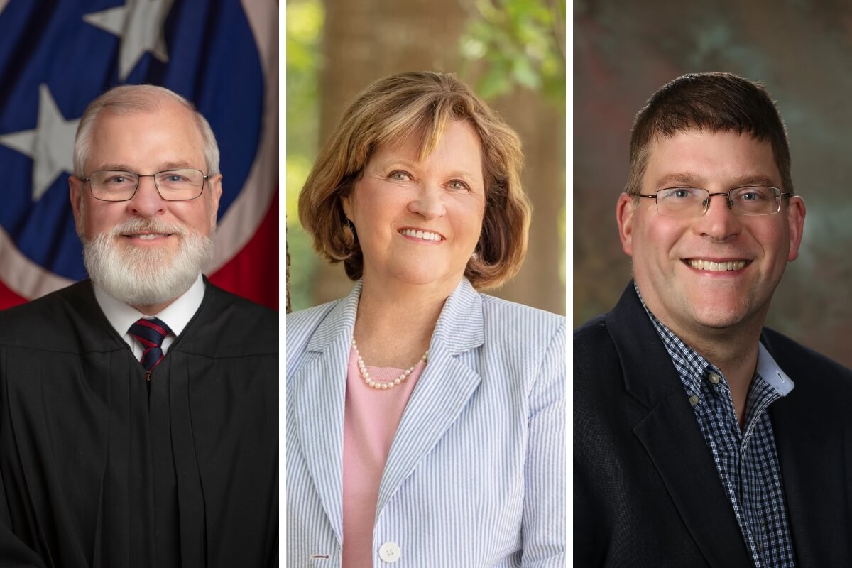 Photo of the three participants of the Maryville College Constitution Day 2024 panel