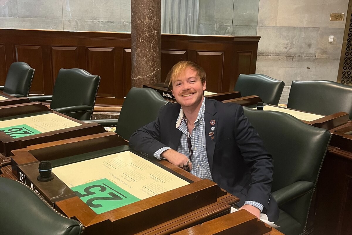 Photo of Josh Cornell '26, smiling at the camera