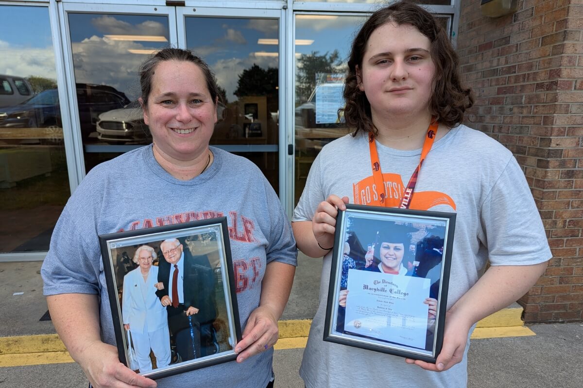 Photo of one of the new Maryville College legacy students, Joseph Silva-Noah, and her mom