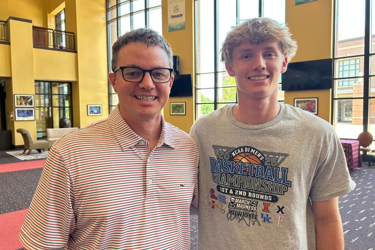Photo of one of the new Maryville College legacy students, Nick Duke, and his father, Kyle Duke