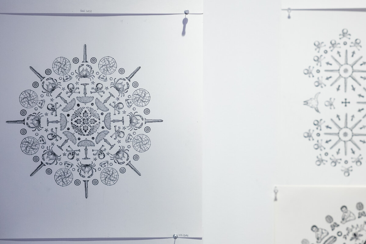 Photo of drawings by Dr. Carl Gombert