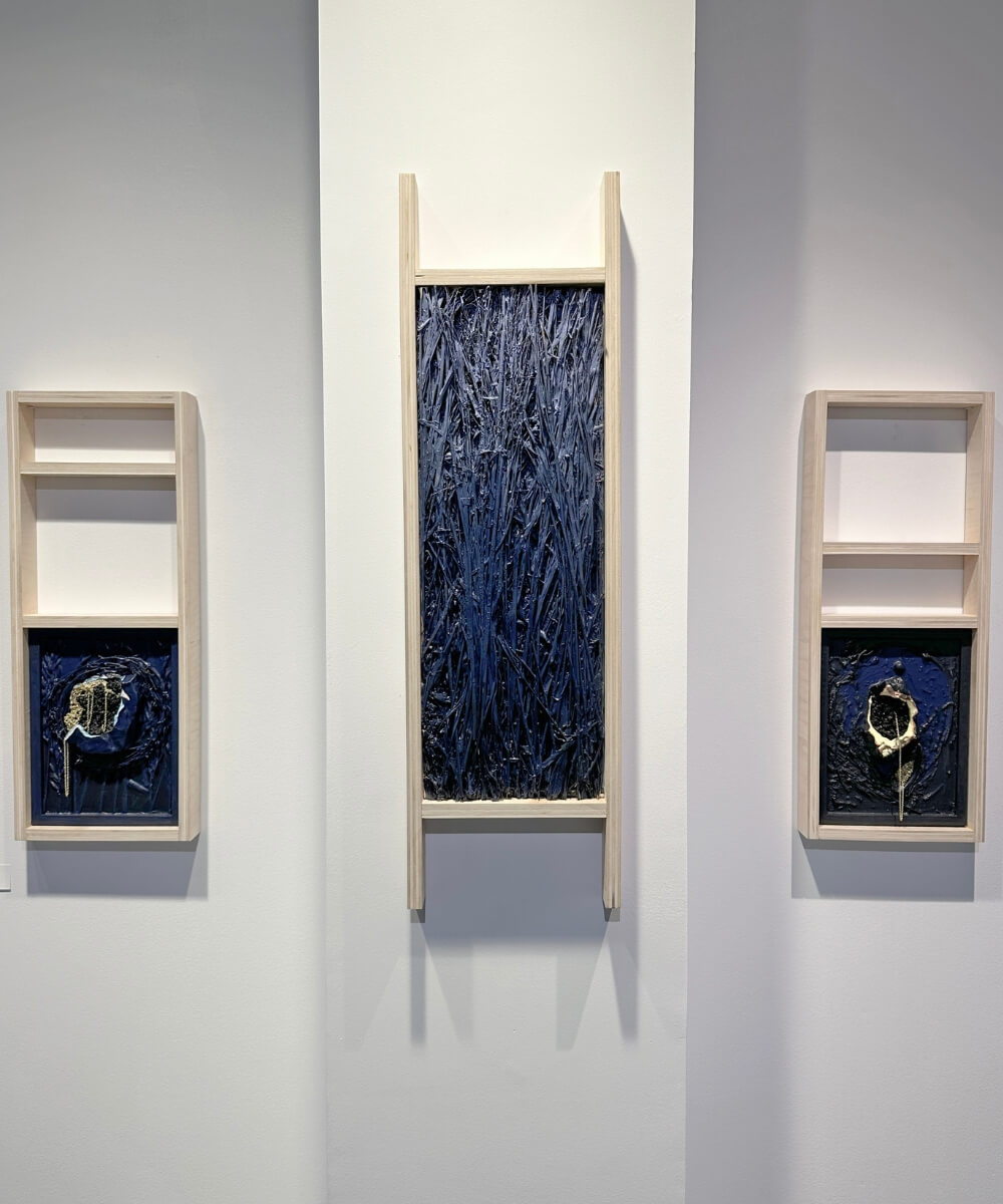 Photo of works hanging in the latest Maryville College art exhibit