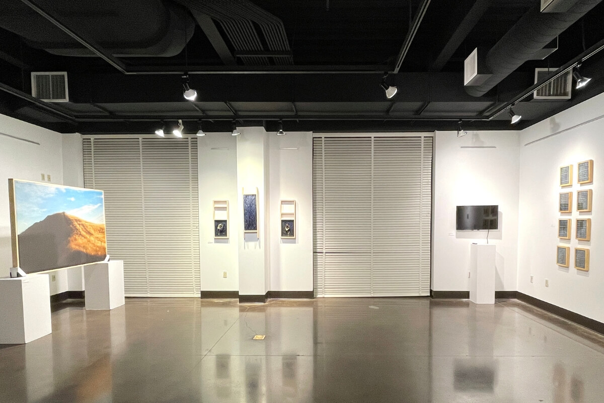 Photo of works by Sarah Bernstein in a Maryville College art exhibit