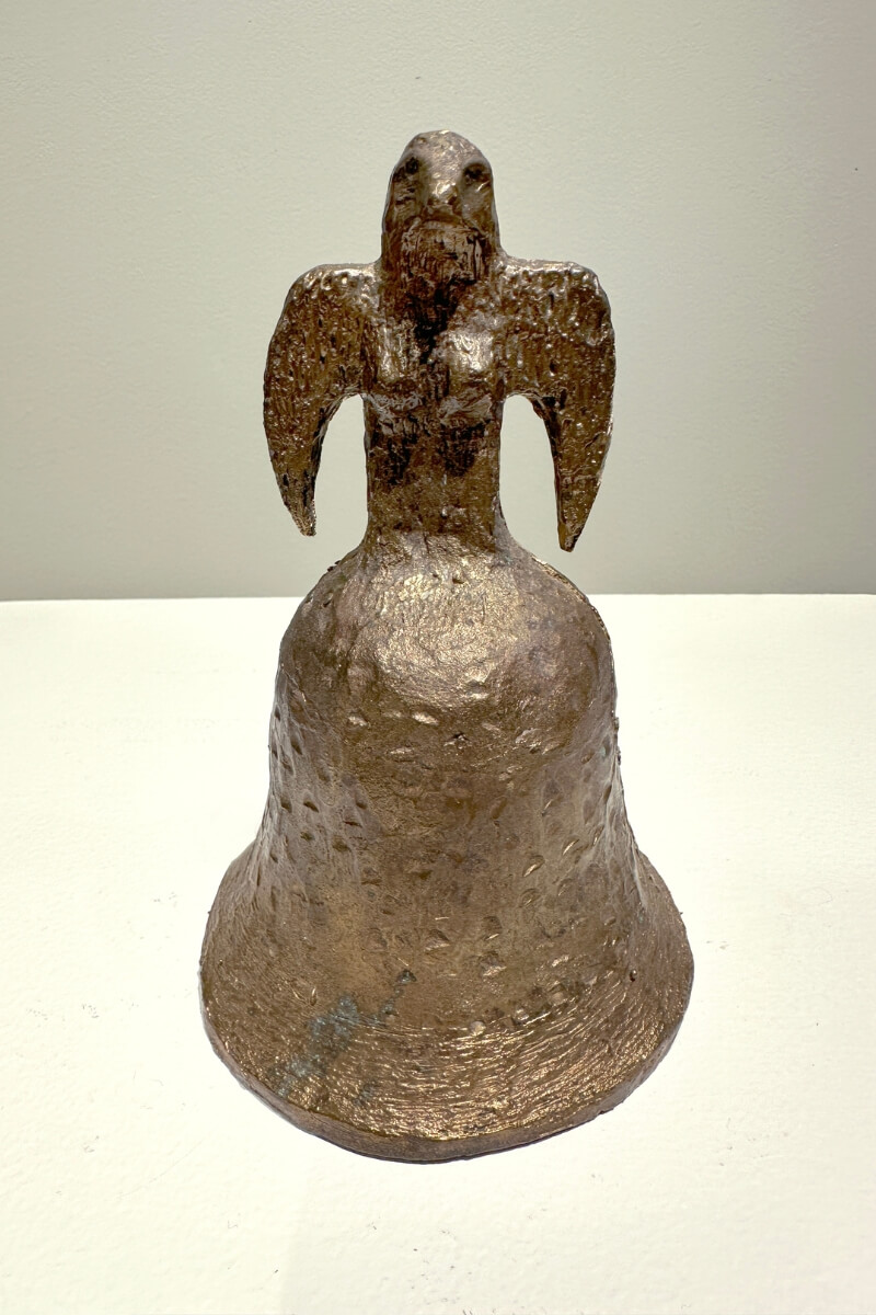 Photo of a bird bell that's part of a February art exhibit at the Clayton Center