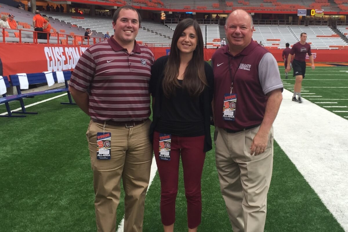 Photo of John Painter with two of his assistants at Colgate University