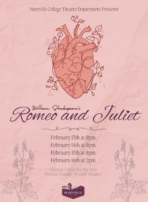 Photo of the poster for Maryville College Theatre's production of "Romeo and Juliet"