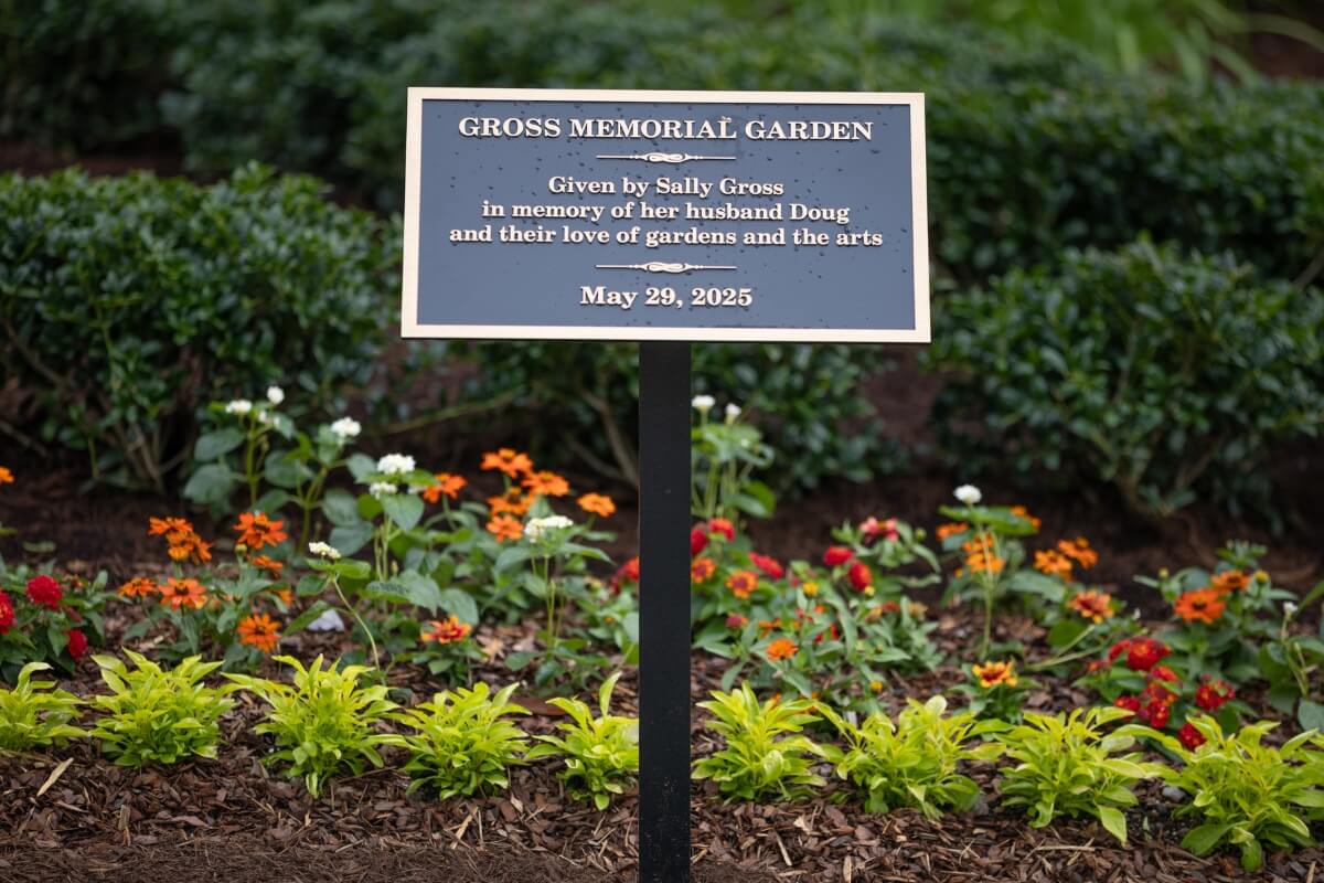 Photo of the Clayton Center memorial garden sign