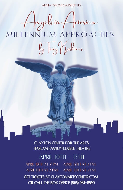 Poster for the Maryville College APO production of "Angels in America"