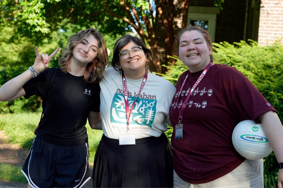 Photo of three campers in summer 2024 at Expanding Horizons at Maryville College