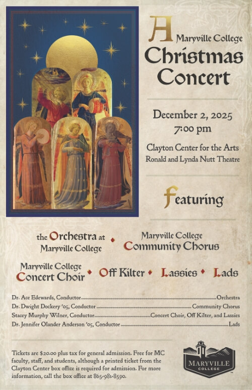 Poster heralding the Dec. 2 Maryville College Christmas Concert