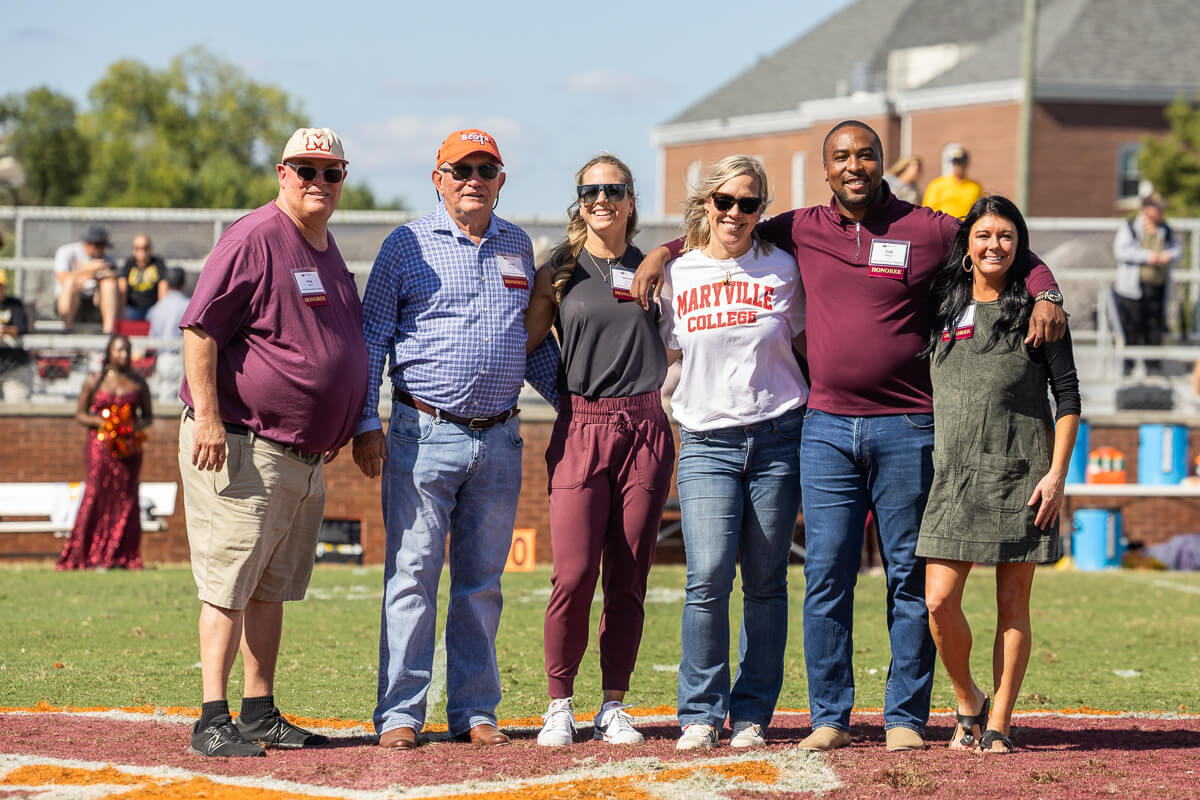 Photo of the Maryville College Wall of Fame 2025 inductees in midfield