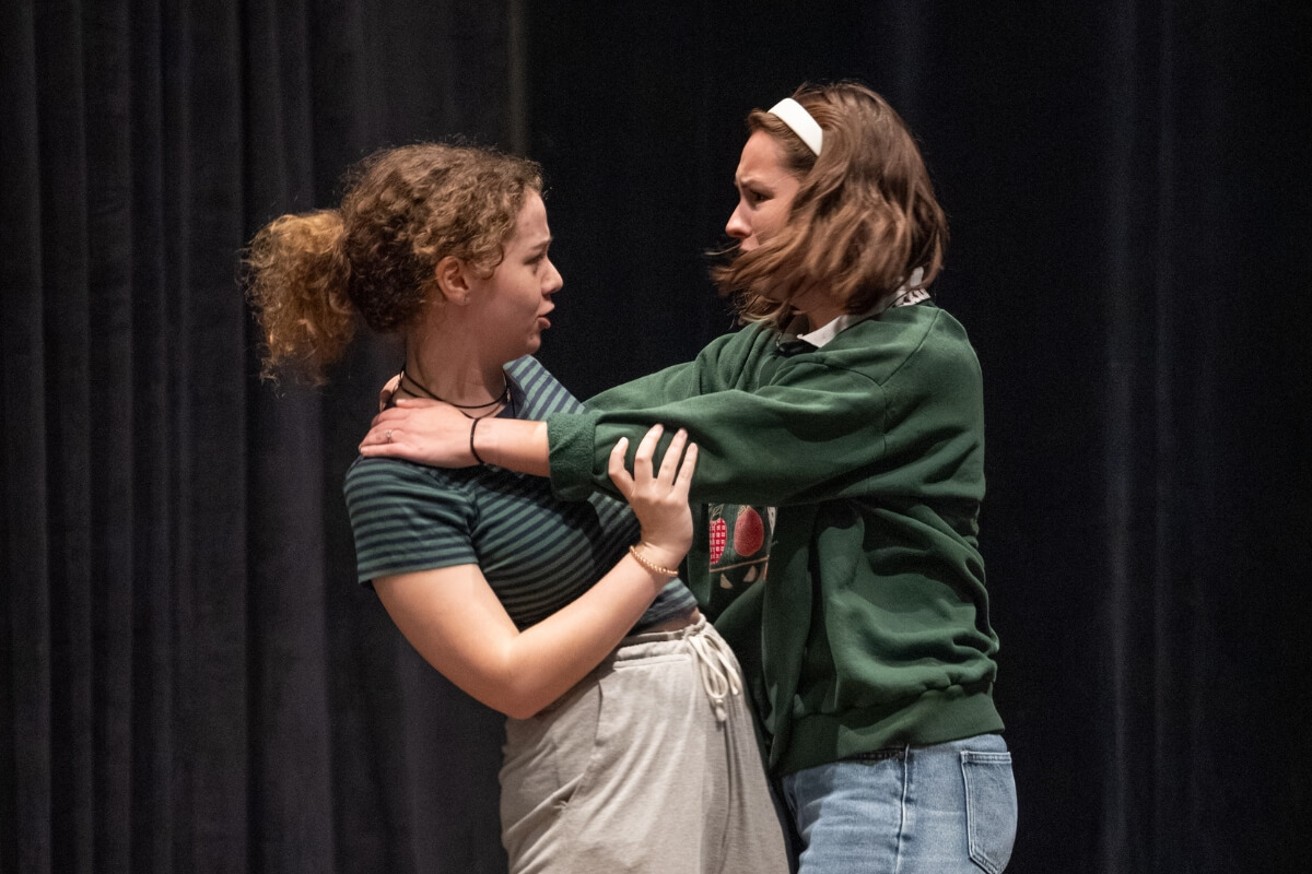Two actresses get into an emotional altercation as part of a rehearsal scene for "The Crucible"