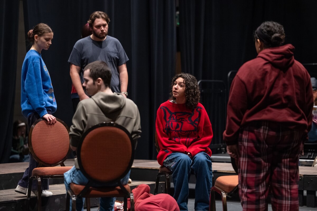 Photo of Maryville College Theatre students rehearsing "The Crucible"