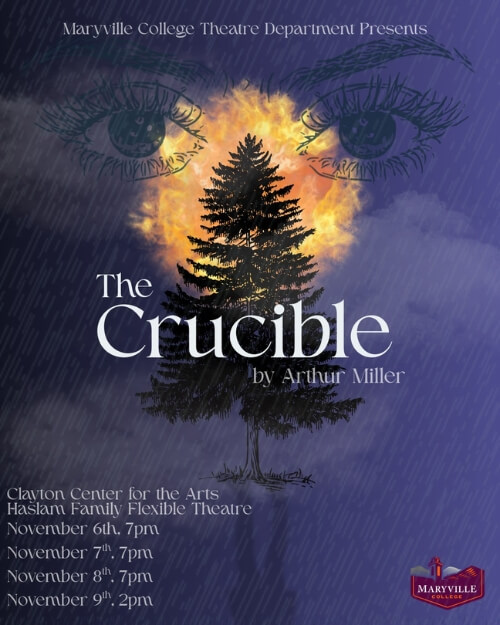 Poster of the Maryville College Theatre production of "The Crucible"