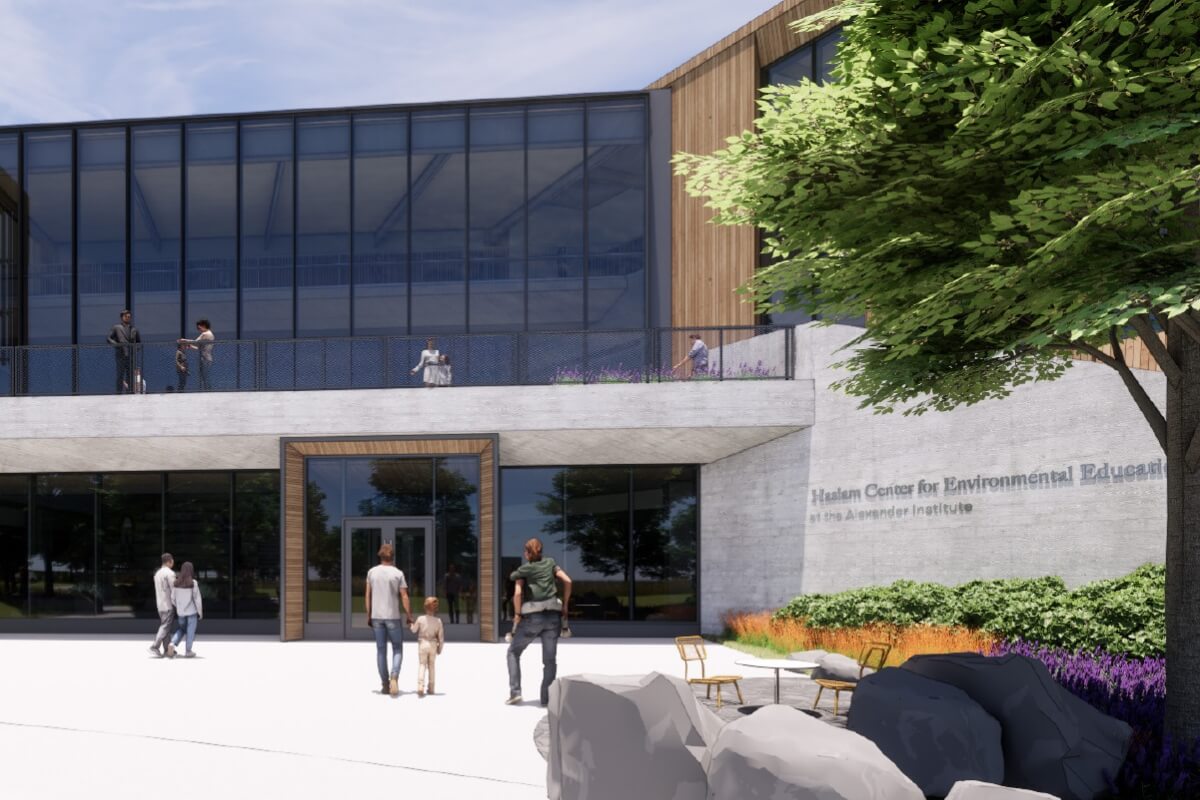 Photo of the entrance to the Natalie Haslam Center