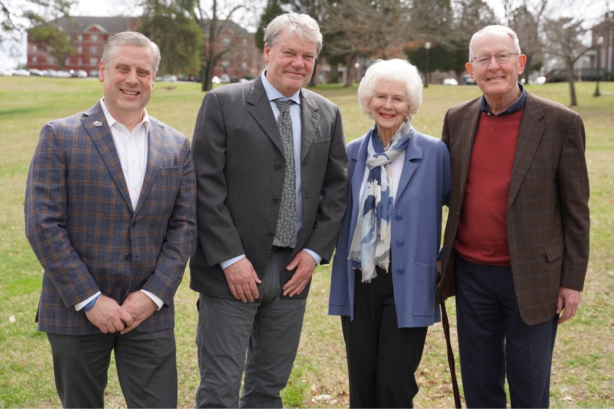 Photo of four of the major stakeholders in the Maryville College Alexander Institute for Conservation Leadership and the Sciences.