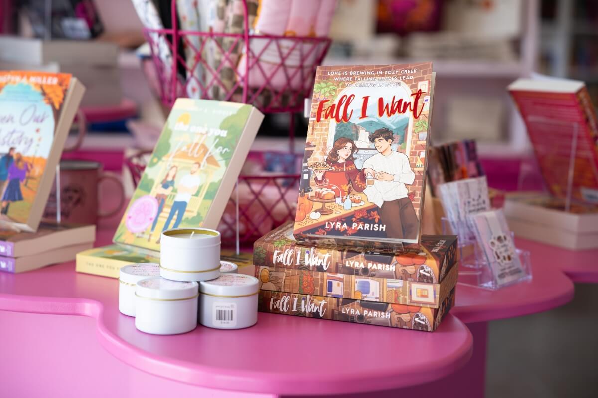 Photo of a display of romance novels