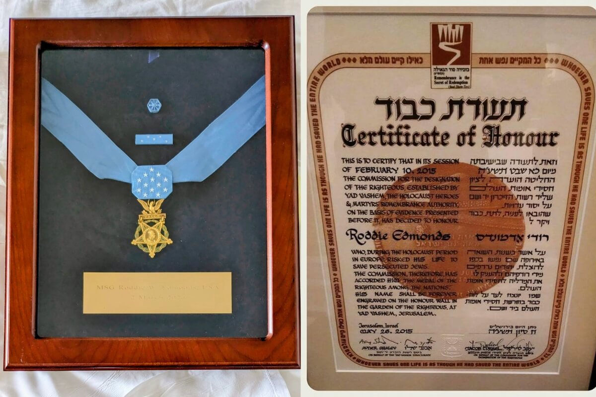 Photo of the Medal of Honor and the Righteous Among the Nations designation