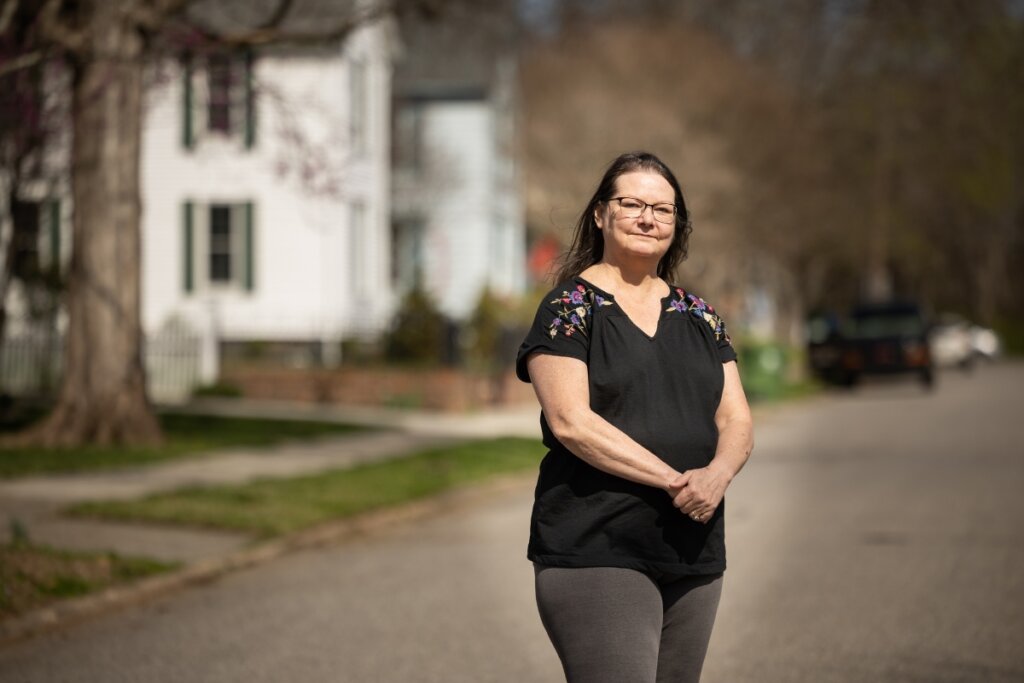 Photo of Maryville College professor Dr. Nancy Locklin-Sofer standing in the middle of a street