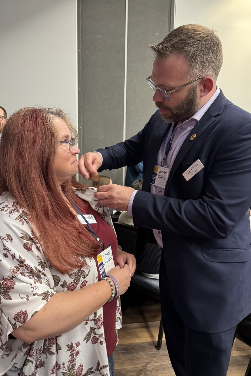 Photo of a Maryville College student being recognized as a Smoky Mountain Teacher of Promise
