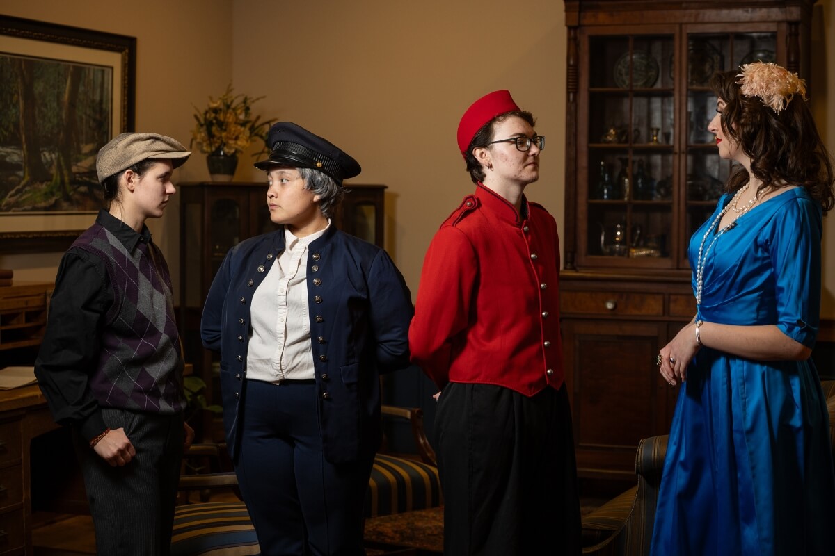 Photo of four Maryville College theater students who will star in "Murder on the Orient Express"