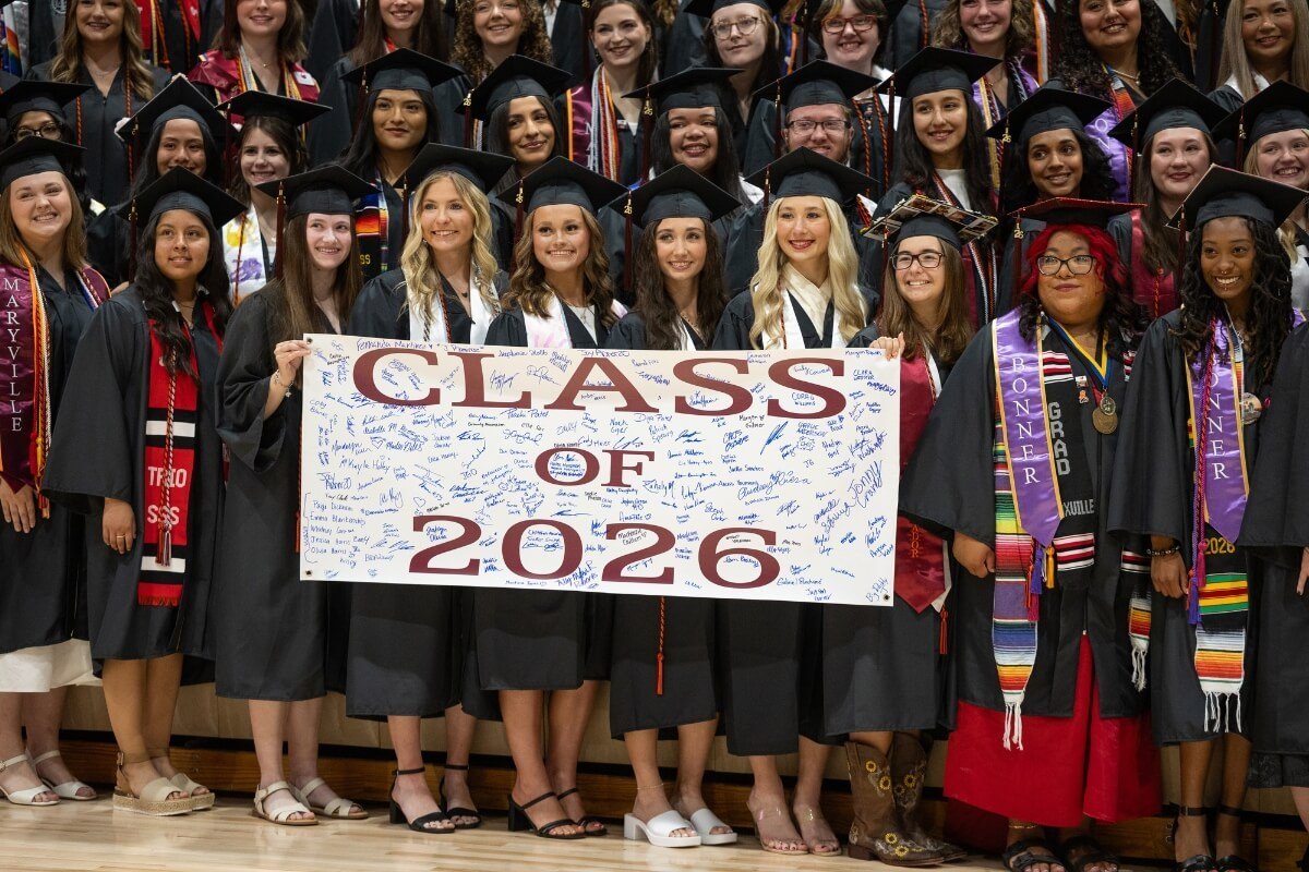 Photo of students preparing for Maryville College Commencement 2026