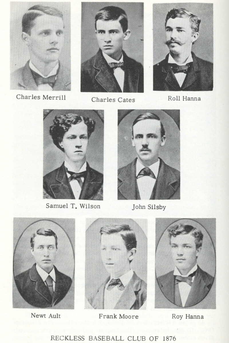 Yearbook photos of the first Maryville College baseball team from 150 years ago