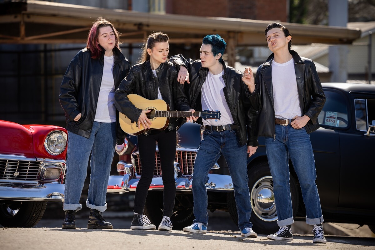 Photo of members of the T-Birds in "Grease"