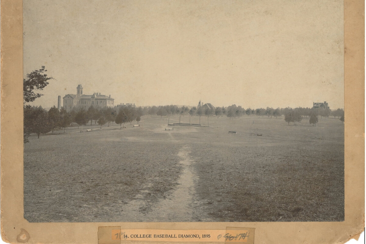 Old, grainy photo of the Maryville College baseball field, in continuous use for 150 years