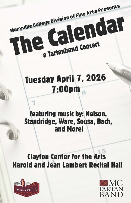 Poster for he Maryville College Tartanband spring 2026 concert
