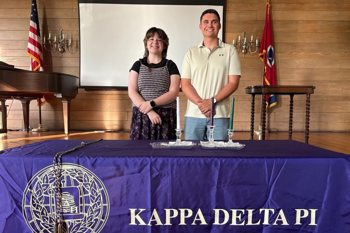 Photo of two new members of Kappa Delta Pi, a Maryville College honor society