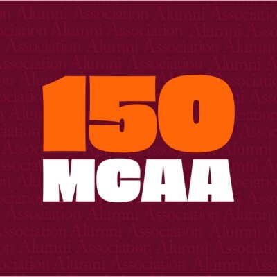 Logo of the 150th anniversary of the Maryville College Alumni Association