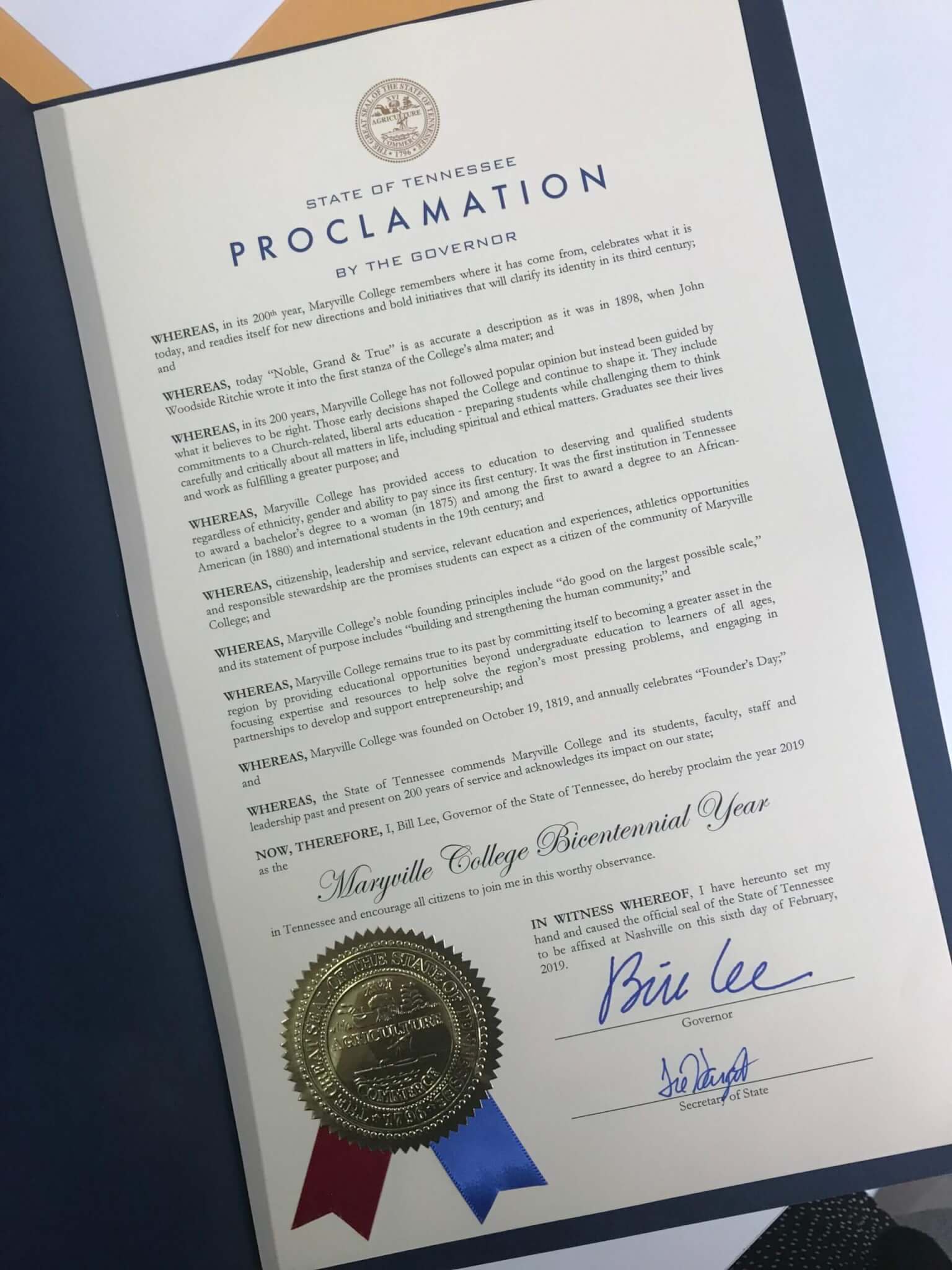 Governor Proclamation for Bicentennial